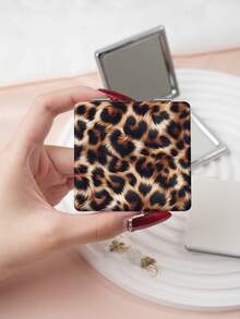1PC Y2K Series Portable Vanity Mirror, Foldable Lightweight Ultra-Thin Convenient Hand Mirror, PU Leather, Suitable For Multiple Scenarios And All People, Foldable Square Mirror, Pocket Mirror, Classic Leopard Print Design, Exquisite And Delicate, Easy To Carry, Handheld Makeup Mirror, 180° Flip Cover, Multi-Functional Mini Mirror, Compact Mirror, Mirrors, Daily, Holiday, Birthday, Valentine's Day - Multicolor - View 5