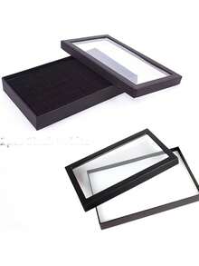 1pc Luxury Black Ring Display Box, Earring & Jewelry Packaging Box, Professional Jewelry Display Storage Box, Multi-Slot Ring Holder, Suitable For Collection - Multicolor - View 4