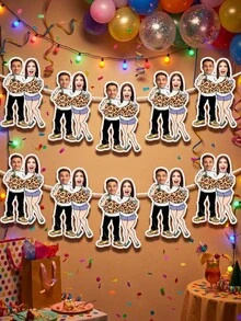 8/12/16pcs Custom Funny Leopard Print Couple Photo Banner,Personalized Men Women Couple Adult Birthday Party Banner Decor Adult Couple Party Holiday Celebration Decor - Multicolor - View 4