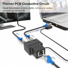 Splitter Ethernet 1 ke 2 100M RJ45 Kabel Jaringan Internet Extender Konektor RJ45 untuk PC TV Box Router - View 2