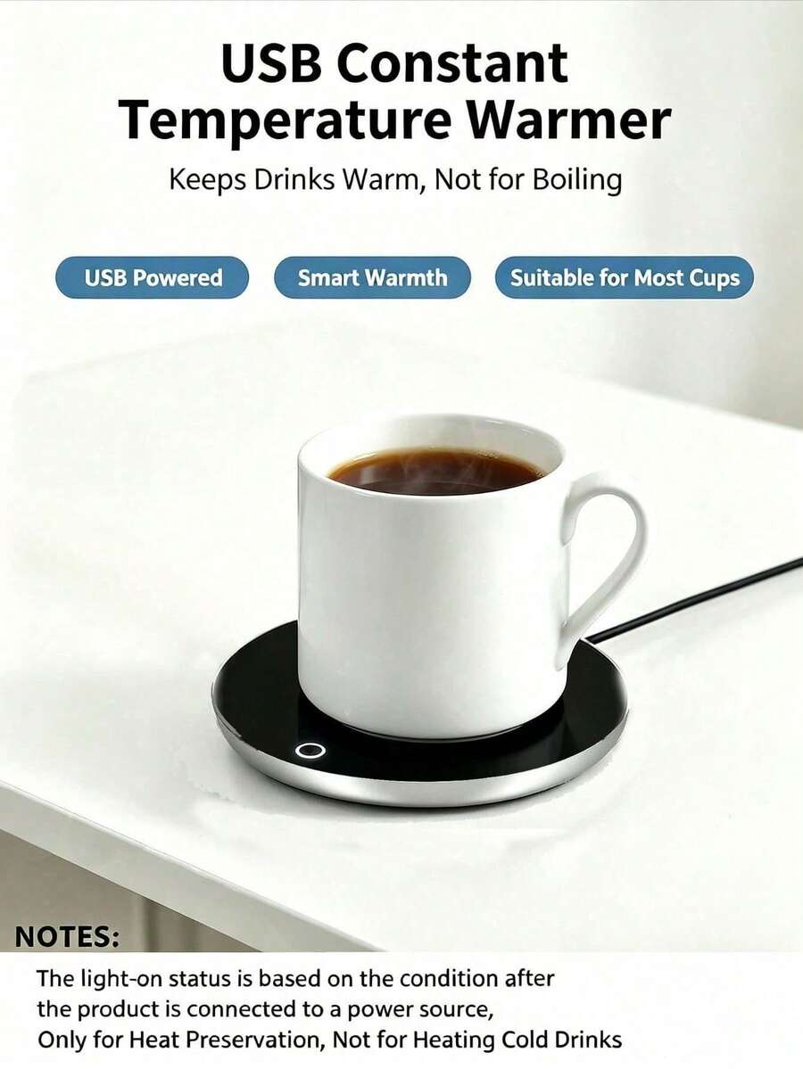 Portable Electric Cup Warmer Heating Pad, Touch Control With 3 Adjustable Temperature Levels, 8 Hours Auto Power Off Function, Beverage Heater For Coffee, Tea & Milk, Desktop Heating Mat Ideal For Home & Office Use