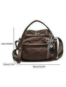 Borsa a spalla da donna semplice, leggera, casual e alla moda, versatile, colore unito, grande capacità, ottimo rapporto qualità-prezzo - Caffè - Visualizzare 6