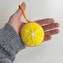 2-In-1 Handmade Crochet Fruit Bag Charm & Portable Knitted Coffee Cup Mesh Bag, Foldable Water Bottle Storage Bag With Handle, Multi-Functional Knitted Cup Sleeve Suitable For Coffee Cups & Water Bottles, Bag Charm, Keychain Accessory, Fruit Shape (Apple, Pineapple) - Multicolor - View 15