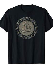 Pagan T-Shirt With Nordic Celtic Viking Rune Symbol: Odin's Triangular Horn - 黑色 - 查看 1