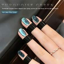 MIANEL GEL 10ml 2026 Summer New Ice Lake Pine Green Cat Eye Gel Nail Polish, Extremely Flattering Skin Tone, Shiny Transparent Deep Green Glass Bead Cat Eye Effect, Professional Salon-Grade DIY Home Use LED Curing - Multicolor - View 6