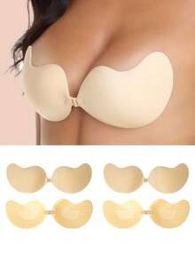 Women's Invisible Push-Up Strapless Bra, DEF Plus Size Adhesive Bra Pads, Lingerie Accessories - Apricot - View 3