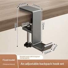 1pc Adjustable Desk Edge Hook - High Load Capacity, Durable, Multi-Functional Storage For Backpack, Water Bottle - Easy To Install, Headphone Holder, Suitable For Office, Computer, Student Desk, Craft Table - Grey - View 11