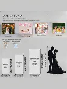 1pc Customized Lace Wedding Welcome Banner, Transparent Tulle Ceremony Banner, Romantic Reception Decor Bohemian Style Welcome Backdrop With Ribbon, Suitable For Wedding, Bridal Shower, Engagement And Birthday Celebration, Multiple Sizes In Stock - White Lace - View 3