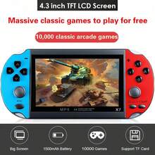 X7 4.3 Inch HD Screen Mini Portable Video Game Console Handheld Game Player Dual Joystick 8GB Memory Built-In 1000 Games MP5 Game Controller TV Output - View 1