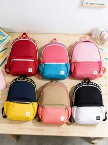 4pcs/1pc Aesthetic Colorblock Neutral Casual Backpack, Large Capacity Student School Bag, Suitable For Middle School, High School, College Students, Boys And Girls, Campus, Travel, Commute, Outdoor, Casual, Daily Use - Multiple Styles - View 8