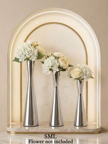 Vase/Small Vase, Elegant Metal Vase, Metal Structure - No Need To Worry About Falling, Perfect Home Decor. Cone-Shaped Vase Suitable For Wedding Table Centerpiece, Candlelight Dinner Table Decor, Room Decor, Gift For Good Friends - Elegant Style - View 15