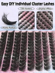 156 Clusters Large Capacity Fluffy Segmented False Eyelashes, Dense And Voluminous, Durable And Long-Lasting, Suitable For Beginners, Easy To Wear, Portable Makeup Essential, Valentine's Day Gift For Her - D - View 5