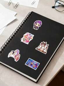 K-Pop: Stiker Pemburu Iblis HUNTR/X Stiker Gadis Pemburu Iblis Huntrix Girls Figur Aksi Rumi Kartun Zoey Mira Cocok Untuk Buku Catatan Dan Jurnal PVC Tahan Air - Hitam - View 5