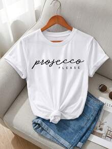 American-Style English Letter Print Short-Sleeve Round-Neck-Shirt - White - View 7