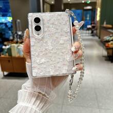 1pc Side Buckle Shell Pattern Center Axis Magnetic Fresh Ditsy Floral Foldable Phone Case For Girls, Protective Cover, Cute, Popular, Shockproof, Anti-Slip, Smart Phone Case Compatible With Samsung Galaxy Z Fold8 Galaxy Z Fold7 Galaxy Z Fold6 Galaxy Z Fold5 - Multicolor - View 5