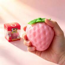 1pc Large UV Color-Changing Strawberry Squeeze Toy, Scented Slow Rebound Soft Stress Relief Toy, Cute Fruit Decompression Toy, Girls Children Birthday Christmas Halloween Party Favor Gift Bag Filler Decoration Gift - Multicolor - View 3