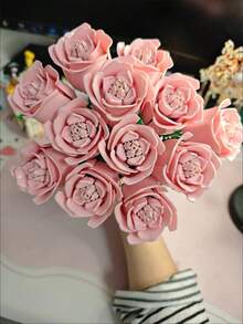 300+ Pcs 3pcs/5pcs DIY Mawar Balok Bangunan Merah Pink Biru, Bunga Balok Bangunan, Dekorasi Meja, Hadiah Hari Valentine, Natal dan Halloween, Hadiah Terbaik untuk Pacar (Vas Tidak Termasuk) - MultiWarna - View 23