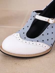 2026 Spring/Summer New European & American Women's Closed Toe Hollow T-Strap Sandals Chunky High Heel Shoes - White - View 7