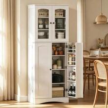 Extendable Dining Table, Rectangular, For 4 To 6 People, Kitchen Table 110-130 Cm, 6 Open Shelves - White - View 7