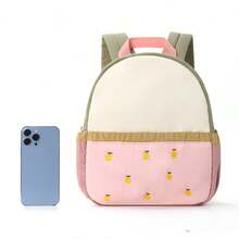 Colorblock Cute Apple Embroidered Backpack Mini Travel Bag - Multicolor - View 2