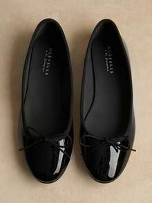 océvelle Damen Herbstschuhe, einfarbig, modisch, elegant, für Urlaub, Preppy, Pendeln, Basic, Retro, Party, süße Schleife, Ballerinas, für Feiertage, Hochzeit, Büro, Zuhause, ganzjährig, Mary Jane Ballettschuhe, Schulanfang, Schwarz, Low-Top, weiche Sohle, bequem, leicht, runde Zehenpartie, Herbst, Frühherbst, Mädchen, Date, französisches Lackleder, Neujahr, Weihnachten, Halloween, Ramadan, Eid Geschenk - Schwarz - Übersicht 2