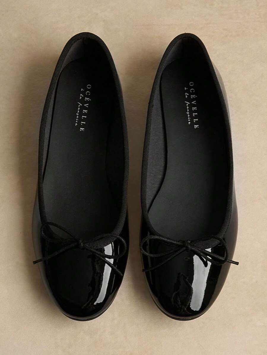 océvelle Damen Herbstschuhe, einfarbig, modisch, elegant, für Urlaub, Preppy, Pendeln, Basic, Retro, Party, süße Schleife, Ballerinas, für Feiertage, Hochzeit, Büro, Zuhause, ganzjährig, Mary Jane Ballettschuhe, Schulanfang, Schwarz, Low-Top, weiche Sohle, bequem, leicht, runde Zehenpartie, Herbst, Frühherbst, Mädchen, Date, französisches Lackleder, Neujahr, Weihnachten, Halloween, Ramadan, Eid Geschenk