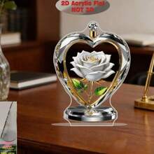 Heart-Shaped Rose Design Creative Desktop Ornament, 2D Flat Premium Acrylic Print, L-Shaped Design, Suitable For Farmhouse, Living Room, Bedroom, Store, Office, Display Cabinet, Wall Decor, Windowsill, All-Season Holiday Gift, Gathering Event Souvenir, Award, Wedding Anniversary, Eid, Valentine's Day, Mother's Day, Birthday, Graduation Season Gift, Halloween, Christmas, Thanksgiving/Easter Party Supplies - A - View 6