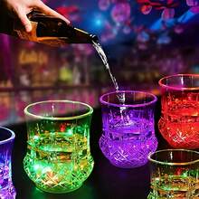 24pcs RGB LED Coasters With Adhesive Backing, 7-Color Flashing Reusable Light-Up Coasters For Wine Bottles, Cups, Vases, Glowing Bar Decor Gifts, Suitable For Party Lovers, Nightclub, Wedding, Holiday Atmosphere Decoration, Night Light LED Decor - Coaster - View 4