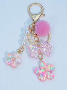 1 pieza Llavero de flor de mariposa, regalo para mujeres, colgante simple y versátil - Rosa Pálido - Ver 6