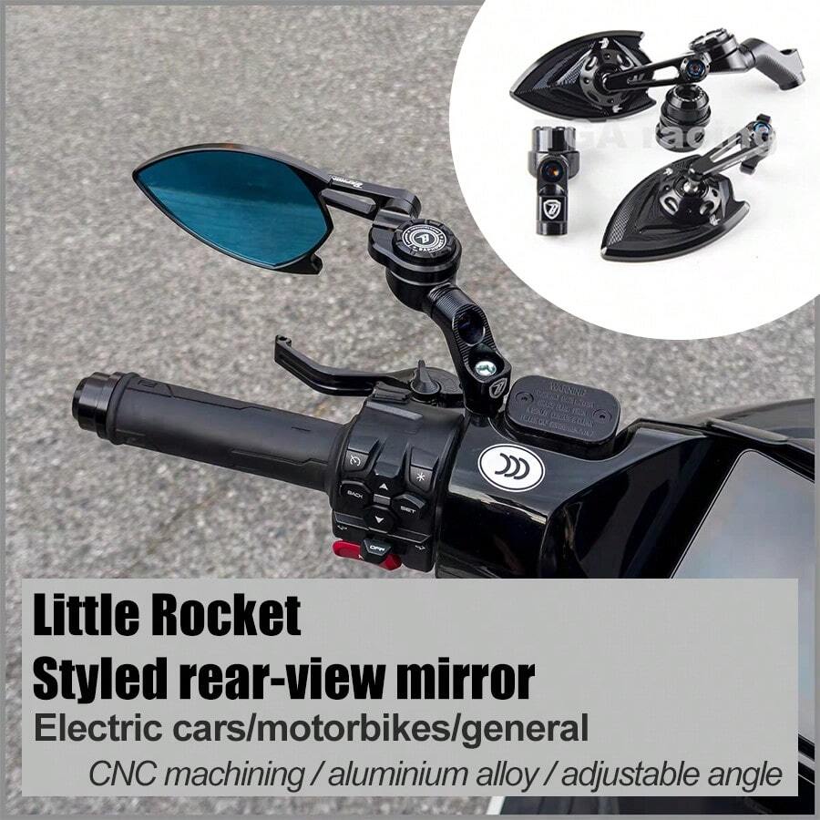 Rocket-Shaped Rearview Mirror, High-Definition Anti-Glare Universal Rearview Mirror, Motorcycle/Electric Scooter Rearview Mirror, With Mirror Mount, Adjustable Rearview Mirror, Aluminum Alloy Rearview Mirror, Suitable For Electric Motorcycles, Motorcycles, Rearview Mirror Replacement - A - View 1