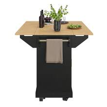 Kitchen Island With Drawers – White/Gray, Extendable Tabletop - Black - View 3