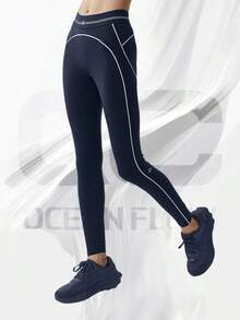 Airbrush High-Waist 7/8 Heart Throb Legging - 海軍藍/白色 - 查看 1