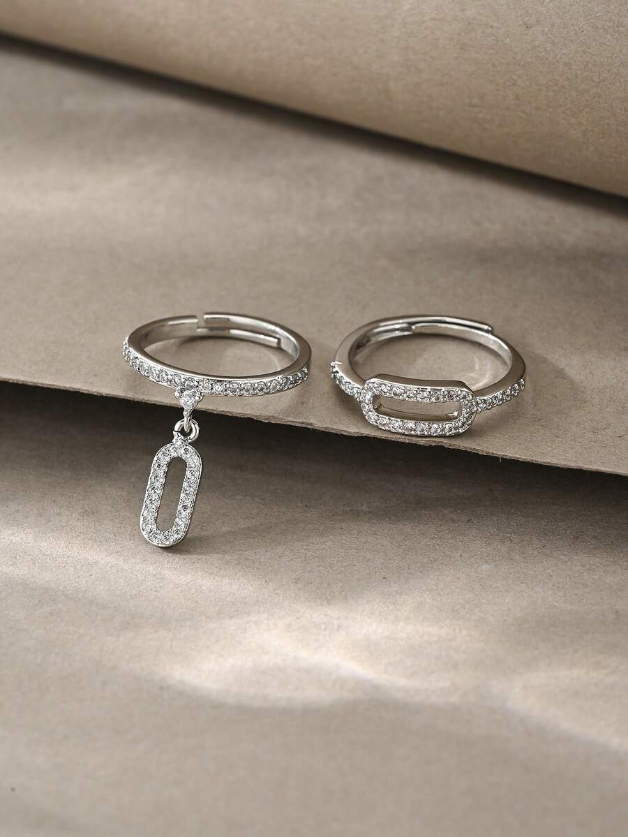 Silver Ring, Multi-Layer Linked Ring, Elegant Luxurious Ring, Suitable For Daily Wear, Dating, Parties And Gifting - Silver - View 1