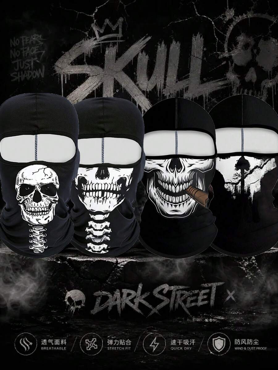 1pc Unisex All-Season Skeleton Funny Face Mask Balaclava Riding Mask Neck Gaiter, Suitable For Daily Cycling, Party, Outdoor Travel - Style 16 - View 1