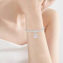 1Pc Pink Mother'S Day Gift Love Best Mom Daughter Hug Mom Pendant Charm Fit Original Bracelet Necklace Silver Plated Beads For Diy Jewelry Making Gift - Silver - View 7