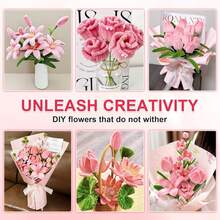 576Pcs Multi-Color Pipe Cleaner Flower Bouquet DIY Kit, Soft Fuzzy Chenille Stems Craft Supplies, 400 Assorted Pipe Cleaners, Floral Stems, Floral Tape, Step-By-Step Guide & Tutorial Video, Beginner Handmade Flower Set. - 576pcs - 查看 7
