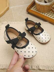 1 Pair Girls' New Fashion Elegant Minimalist Comfortable Shiny Printed PU Breathable Material Handmade Bow Rose Flower Buckle Decor Elastic Strap Floral Trim Design Soft Slip-On Easy Wear Flat Mary Jane Princess Shoes, Match With Skirts, Jeans, Home, School, Performance, Suitable For Spring, Summer, Autumn, Holiday Gift Choice - Beige - View 16