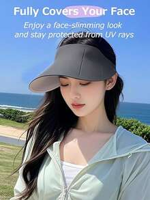 1件女款夏季超輕量可折疊遮陽帽，防紫外線，可折疊海灘戶外旅行帽，棒球帽，無縫防曬帽（附隨機收納袋） - 彩色 - 查看 2