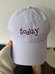 1件女款條紋棒球帽，可愛刺繡字母蝴蝶結夏季遮陽帽，時尚休閒防曬帽，清新返校季最佳禮物 - 彩色 - 查看 15
