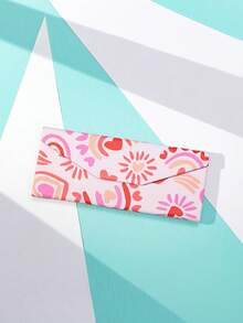 1pc Women's Cute Fashionable Versatile Rainbow Heart Print Glasses Case - Pink-615 - View 2