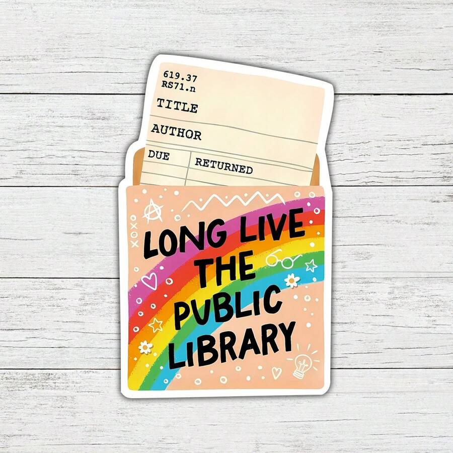 1PC 3Inches Retro Public Library Card Vintage Sticker, Bookish Library Ticket Aesthetic Design For Laptops, Notebooks, Planners, Journals, Water Bottles, Lockers, Perfect Gift For Readers, Students, Teachers, Creatives, And Book Lovers - Multicolor - View 1