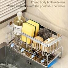 Kitchen Sink Organizer Rack With Detachable Slanted Draining Tray, Sponge And Brush Holder With Towel Bar, Quick Drainage, Keeps Countertop Tidy, Suitable For Storing Sponges, Brushes And Other Kitchen Cleaning Tools And Supplies - Multicolor - View 4