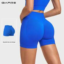 Women's Knitted High Elasticity Sports Shorts, Butt-Lifting Design, Perfect For Sports And Exercise - Blue - View 9