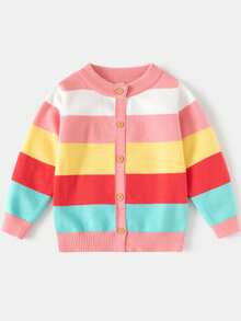 Cardigan Rajut Tebal Baru untuk Anak Perempuan, Motif Pelangi - MultiWarna - View 10
