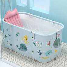 Foldable Portable Bathtub With Ocean-Themed Texture • Inflatable Lumbar Support Pillow • Lightweight Collapsible Design For Soaking & Showering • Easy Snap-Together Assembly • Compact When Folded – Ideal For Apartments, Dorms, RVs & Travel • Non-Slip - 120x55x50cm - View 12