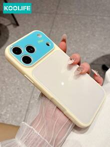 KOOLIFE 1件多巴胺色塊防震全包手機殼,適用於 iPhone 18 Pro Max、16 Pro Max、15 Pro Max、17 Pro、13、14 Pro Max - 藍+白 - 查看 4