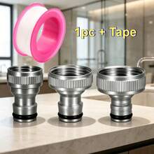 1 buah Adaptor Keran Sambungan Cepat Multi-Ukuran, Paduan Seng Berlapis Elektro, Dengan Pita Perekat, Cocok untuk Selang 1/2" 3/4" 1", Konektor Cepat Anti Bocor, Id - A - View 11
