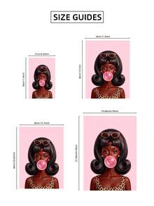 1pc Frameless Y2K Leopard Bubblegum Girl Pop Art Poster, Funky Retro Room Decor For Dorm, Bedroom, Party Gift - Leopard Print - View 8