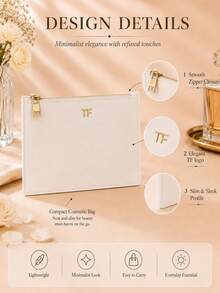 Tom Ford TF白色化妝包21×14cm,單件售賣,簡約金邊拉鍊款,日常出行收納美妝用品 - 白色 - 查看 6