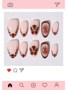 Press On False Nails - Brown - View 2